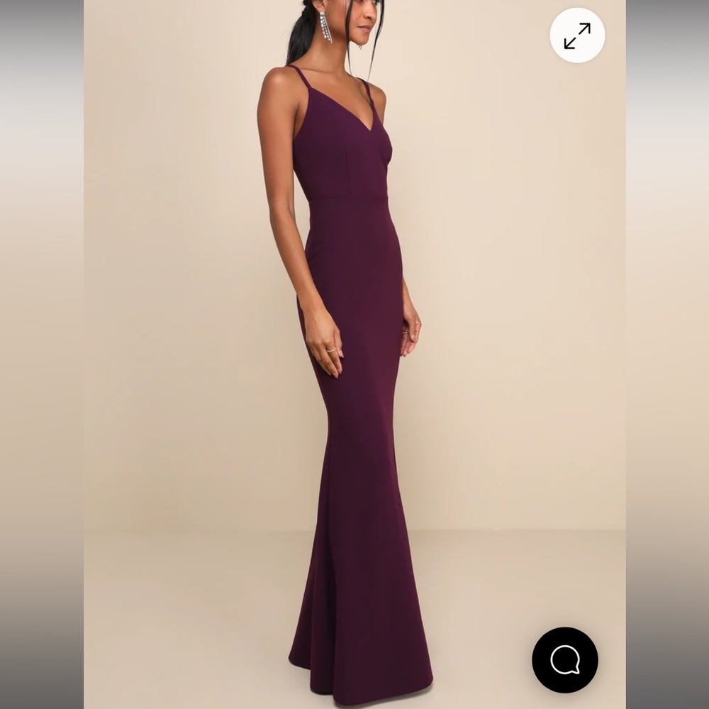 Lulus women’s Moments of Bliss Purple Backless Mermaid Maxi Dress XS formal prom